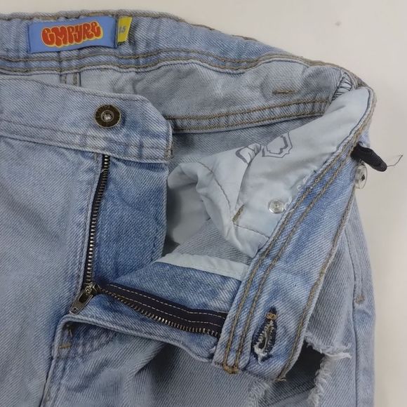 Empyre Elastic Waist Destroyed Light Washed Denim Jeans - Picture 8 of 12